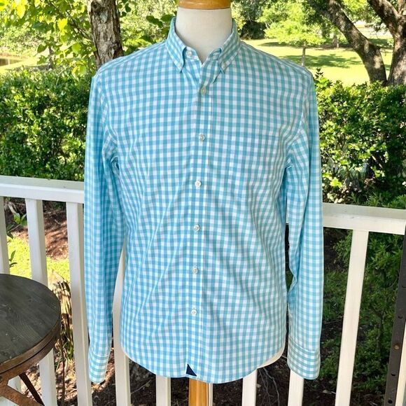 Untuckit Torrence-WF Gingham Print Dress Shirt. Size Medium Slim Fit Wrinkle Fre - Picture 1 of 8
